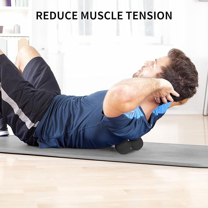 5BILLION Peanut Massage Ball - Double Lacrosse Massage Ball & Mobility Ball for Physical Therapy - Deep Tissue Massage Tool for Myofascial Release, Muscle Relaxer, Acupoint Massage (Black)