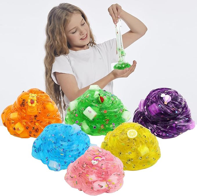 Jelly Cube Clear Slime Kit 8 Pack for Kids, Crunchy Slime, Stress Relief Toy, Party Favors for Girl Boys 6 7 8 9 10 11 12