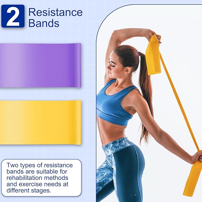 Resistance Exercise Band, Workout Bands with Handles, Stretch Band for Women, Seniors Gifts and Elderly Therapy, Recovery, Home Exercise,2pcs