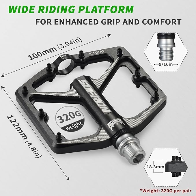 MTB Bike Pedals, Lightweight Bicycle Pedals for BMX/MTB -Universal Lightweight Aluminum Alloy Platform Pedal