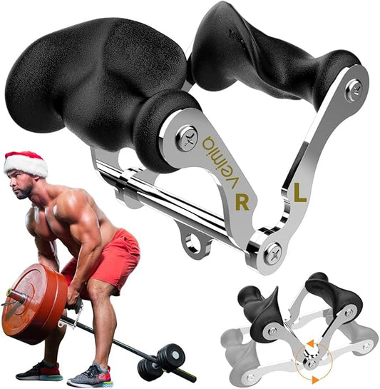 V Bar T-Bar Row Landmine Handle Attachment for Barbell Bars, Solid Mine Double D Row Handle Grips with Non-Slip Rubber Grips, T-Row Attachment for Olympic Strength Training Bars
