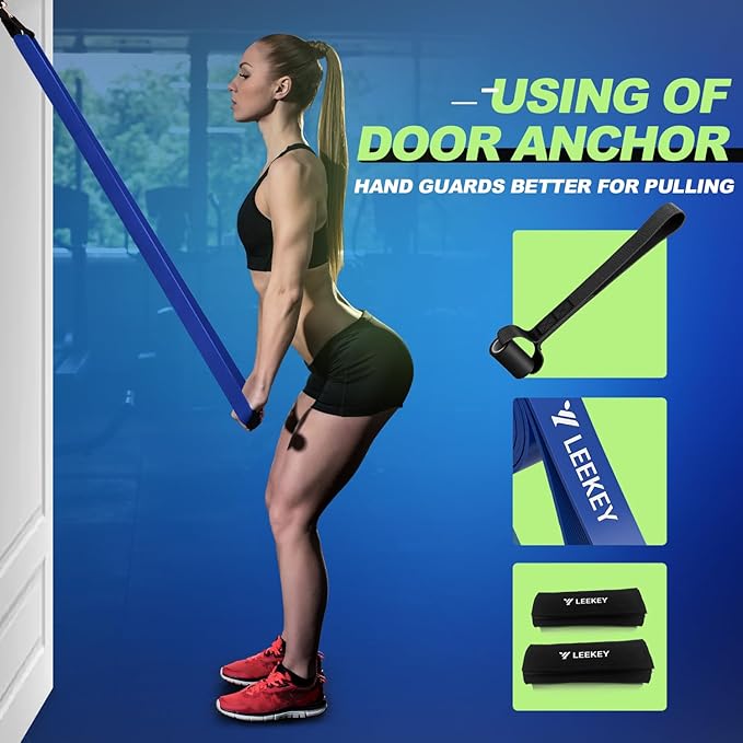 LEEKEY Resistance Bands Set for Pull-Up Assistance & Full-Body Training, Multi-Level Exercise Bands with Bag for Home Workouts, Physical Therapy, Strength Training (Men/Women)