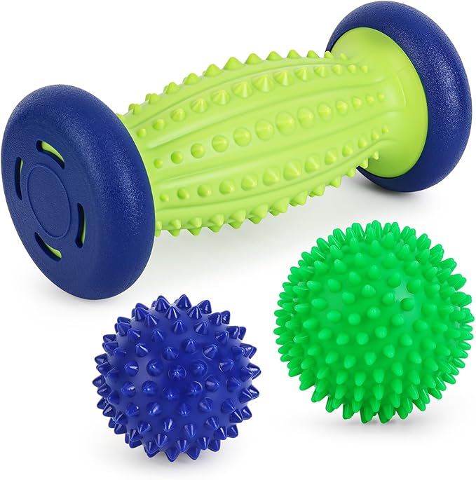 Foot Ball Roller Massager for Plantar Fasciitis,Foot Massager Roller Set,Massage Balls and Foot Roller for Plantar Fasciitis Relief | Trigger Point Therapy(1 Foot Massage Roller+2 Spiky Massage Balls)