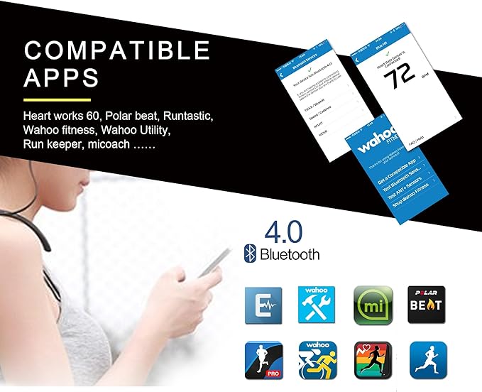 KYTO Heart Rate Monitor Chest Strap, ANT+/ Bluetooth, Compatible with iOS/Android APPs, Cycling/Yoga/Basketball/Running/Fitness Exercise/Boxing