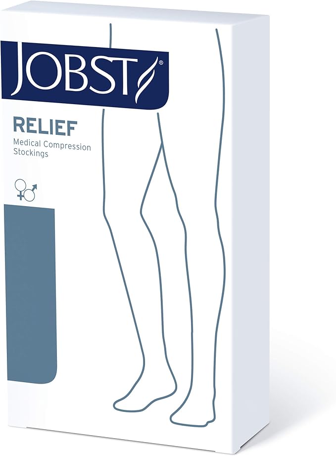 JOBST Relief 15-20mmHg Compression Stockings Knee High, Closed Toe, Beige, Large Full Calf