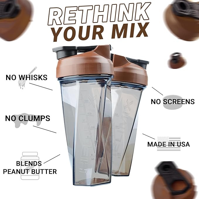 HELIMIX 2.0 Vortex Blender Shaker Bottle Holds upto 28oz | No Blending Ball or Whisk | USA Made | Portable Pre Workout Whey Protein Drink Shaker Cup | Mixes Cocktails Smoothies Shakes | Top Rack Safe