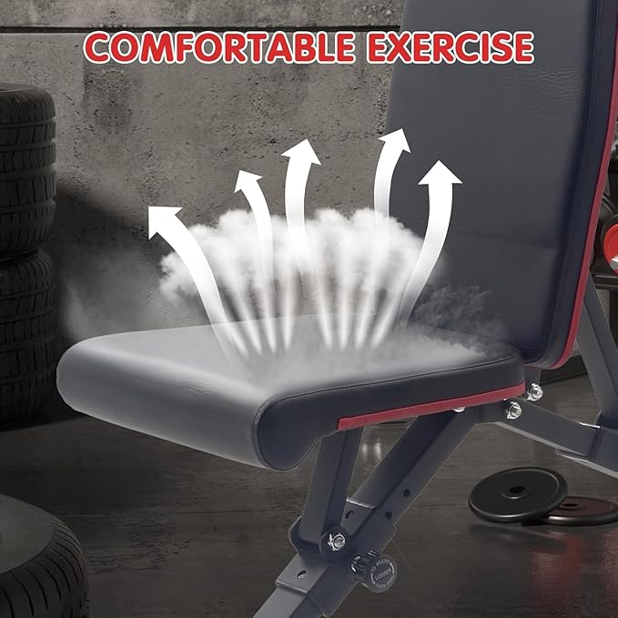 Adjustable Weight Bench 800Lbs Capacity - 4X Stability Vs Standard Benches, FID Incline Decline Bench for Full Body Training, Home Gym & Lifting