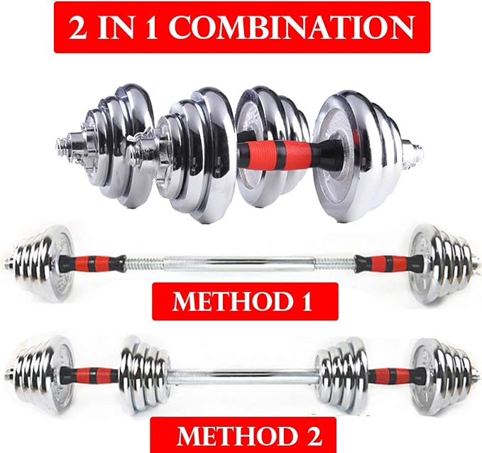 Cast Iron Adjustable Dumbbell Barbell Set (110LB/66LB/44LB), Weight with Connecting Rod 2 in 1 Home Body Workout Exercise Equipment for Men and Woman…