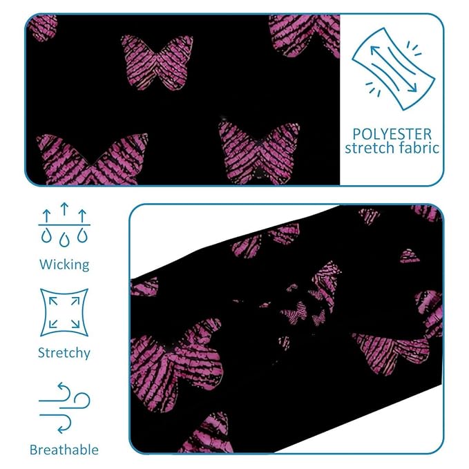Workout Headband for Women, Butterfly on Black Background Hairband Non Slip, Sports Headband for Yoga, Running, Gym Fitness