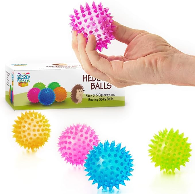 Squishy Stress Relief Sensory Toys Fidget Spiky Ball 5 - Pcs Set – Eco-Friendly Squeezy Antistress Toy Balls for Men, Women, Adults, Teens & Children –Ideal for People with OCD, ADHD, ADD & Autism