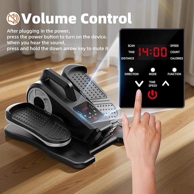 Under Desk Elliptical, Ellipse Leg Exerciser While Sitting for Seniors, Led Screen 12 Adjustable Speeds Quiet Handhold Seated Pedal Exerciser Machine for Home & Office