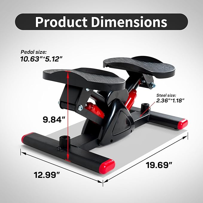 Leikefitness Steppers for Exercise Mini Stair Stepper, Cardio Workout Equipment, Twist Stair Stepper with Resistance Bands Up-Down Motion for Full Body Workout Exercise Equipment for Home