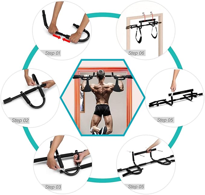 Yes4All Heavy Duty Wall Mounted Pull Up Bar, Over Door Pull Up Bar for Doorway, Multi Grip Chin Up Bar, Sturdy Strength Training Bars & Durable Gym Bar for Home Exercise