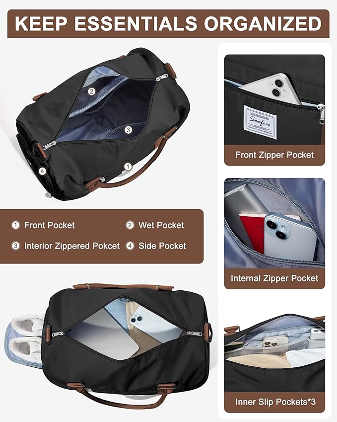 Gym Bag Womens,Travel Duffel Carry on Bag Sport Tote Bag Weekend Overnight Bag