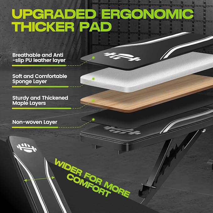 ANCHEER Basic Weight Bench for Home Gym, 660LBS Fast Foldable Workout Bench Press for Home Gym with 8 Adjustable Backrests Incline/Flat/Decline Full Body Strength Training - 2025 Upgrade