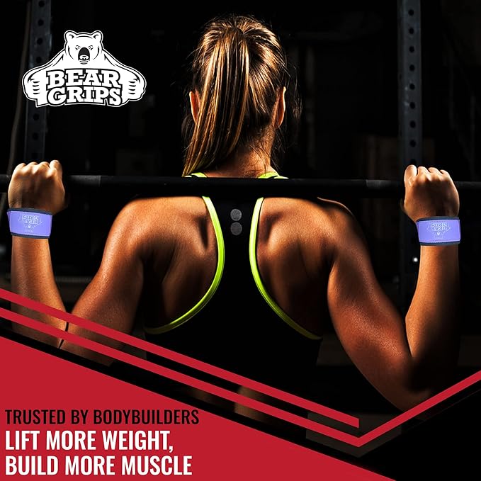 Bear Grips Lifting Straps - Gym & Weightlifting Straps for Men & Women, Deadlift Support, 2 Pairs