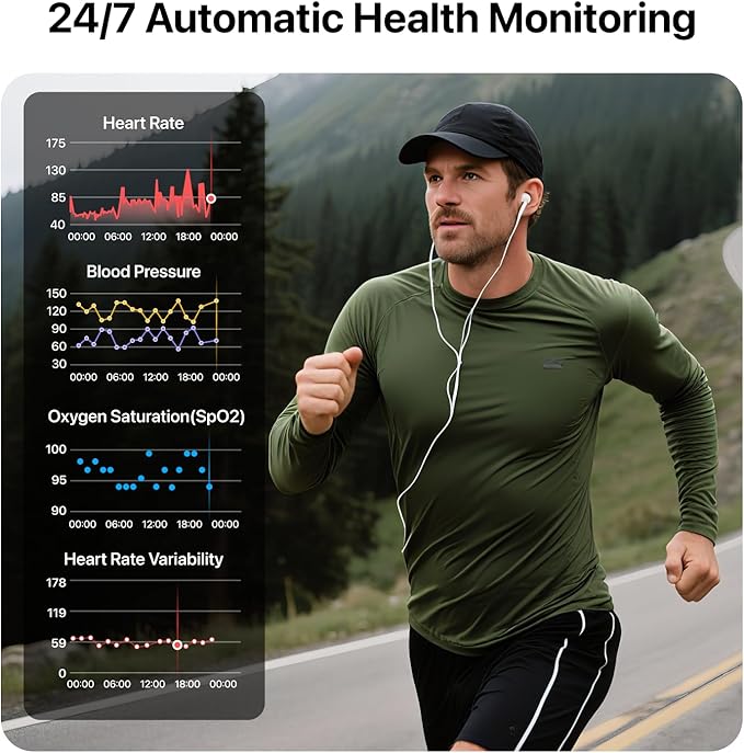 Smart Health Wristband, All-Day Continuous Monitoring, Heart Rate Tracking, Improve Sleep, Wearable Activity & Fitness Tracker, 120+ Sports Modes, 60-Day Battery, with Free App, 2 Bands Included
