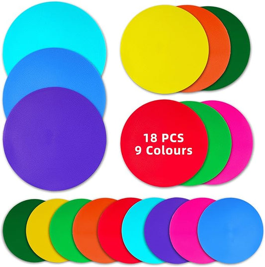 Spot Markers 18 Pcs 9 Inch 10 Inch Non Slip Rubber Agility Markers for Football, Basketball Training Markers,School Activities, Exercise Drills