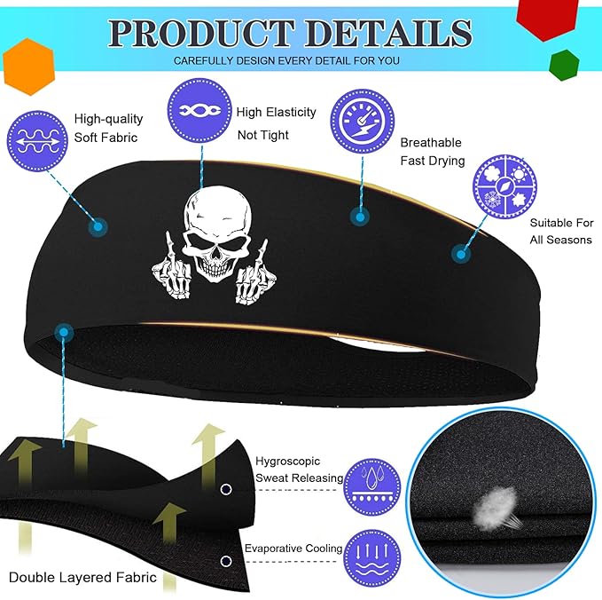 Sports Headbands for Men 3pcs Sweat Bands Headbands Men Sweatbands for Mens Women Running Head Bands Hairband