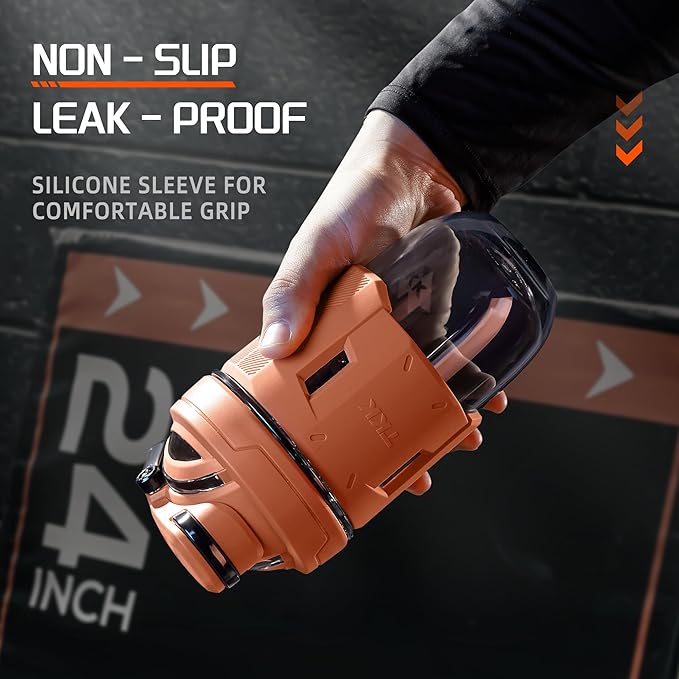 TKK 24oz Protein Shaker Bottle with Blending Ball, BPA Free Tritan Plastic, Leak-Proof, One-Touch Lid, Non-Slip Grip, Sports & Fitness Use