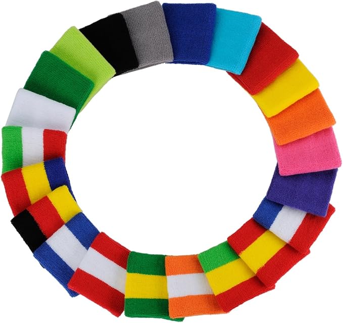 ONUPGO 6 Pieces Sweatbands Set - Sports Headbands Wristbands for Men & Women,Cotton Terry Cloth Sweatband for Tennis,Basketball,Gym,Working Out - Moisture Wicking Elasticity