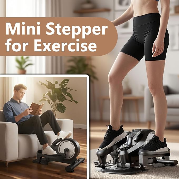 CRYSTAL FIT Under Desk Elliptical, Quiet & Portable Electric Seated Pedal Exerciser, Ellipse Leg Exerciser for Seniors Fully Assembled, 8 Level Speeds, Forward & Reverse Direction for Home Office