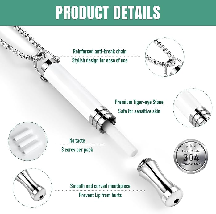 Breathing Necklace, Breathe Free Necklace for Stress Relief, Meditation & Relaxation, Anxiety Necklace Mindful Breathefree Calm Tool with Plant Cores, Natural Switch from Bad Habit