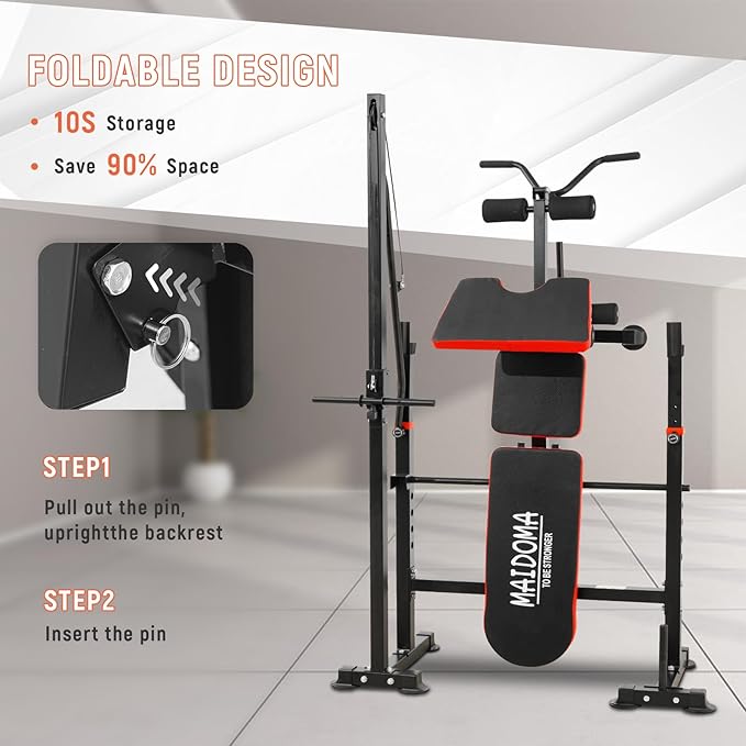 1500LBS 8 in 1 Olympic Weight Bench Set with Leg Extension/Curl and Preacher Curl, Bench Press Set and barbell Rack with Safety Bar Catches, Foldable Workout Benches for Home(US Stock)