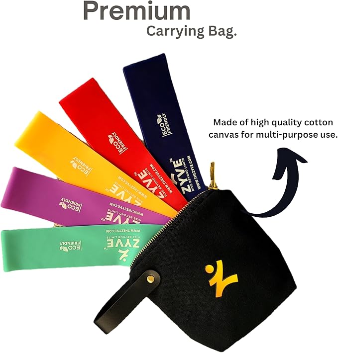 Resistance Bands Set for Women & Men –12" Heavy Duty Natural Rubber Exercise Loop Bands for Legs, Glutes, Strength Training, Stretching, Physical Therapy, Home Workouts-Pack of 5 with Carry Pouch