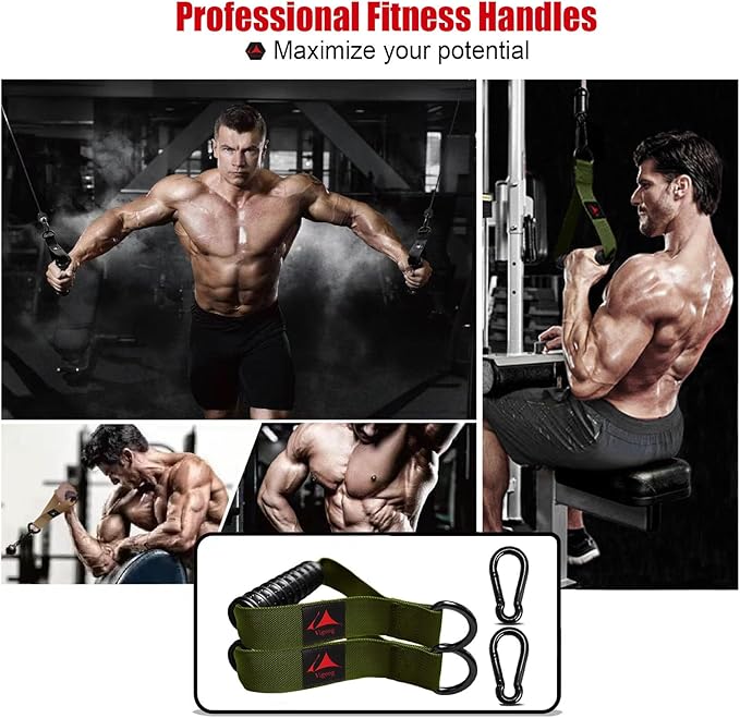 1000lbs Heavy Duty Fitness Handles - Non-Slip Rubber Exercise Grips for Cable Machines, Resistance Bands, Pulley Systems - Universal Attachment for Home & Commercial Gym Workout Equipments