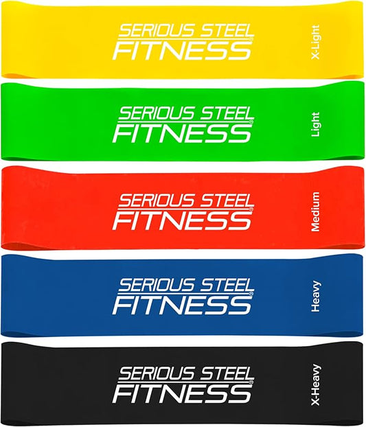 Serious Steel Fitness Mini Resistance Loop Bands | Rehab and Prehab Stretch Bands | 12" Exercise Workout Bands (Sets of 5 Pack and Sets of 10 Pack Trainer Options Available!)