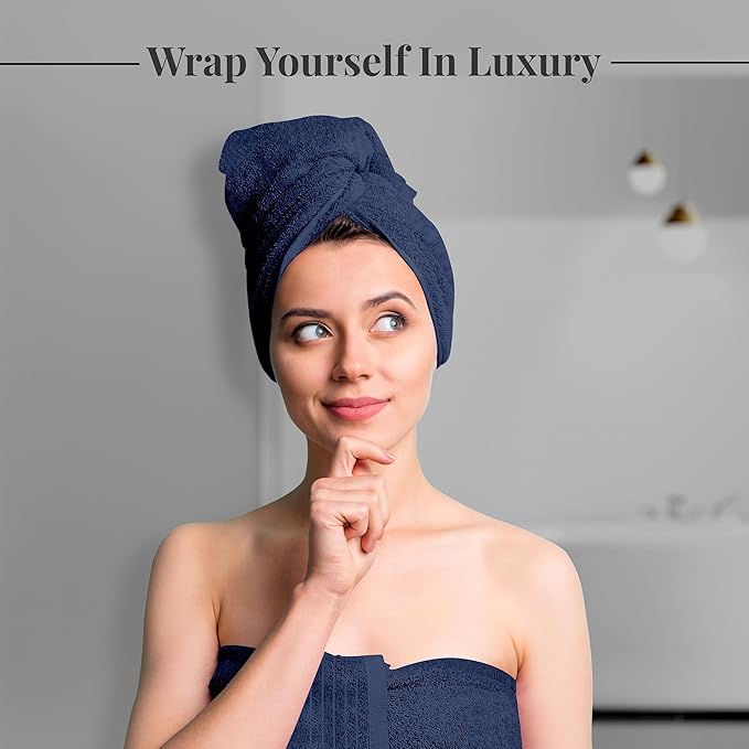 Tens Towels Pack of 4 Extra Large Bath Towels 30 x 60 Inches, 100% Cotton, Larger & Lighter Weight, Quicker to Dry, Super Soft and Absorbent, Perfect for Bathroom, Navy