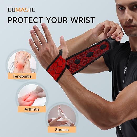Sport Slim Wrist Wrap - Wrist Brace for Carpal Tunnel Relief, Neoprene-Free Compression Wrist Support for Workout, Adjustable Wrist Guards Fit Right Left Hand (Raspbery Red, Pack of 1)