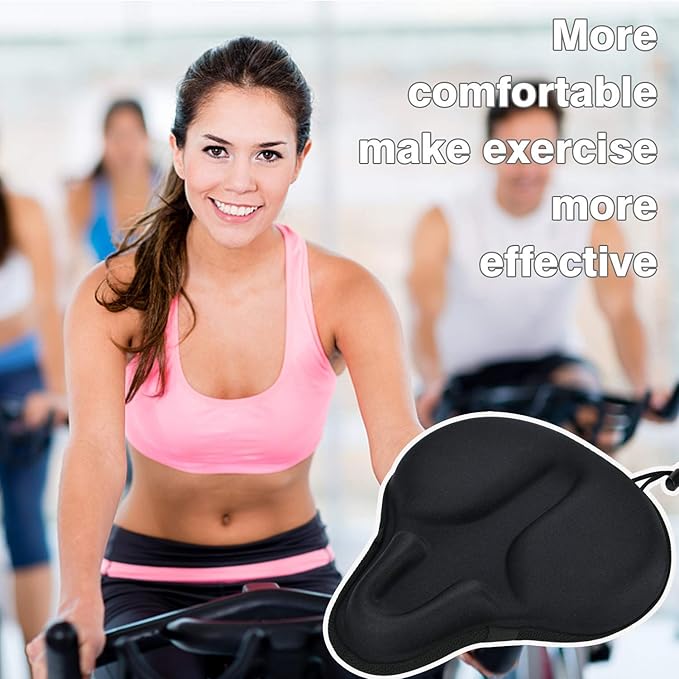 DAWAY Comfortable Bike Seat Cover - Silicone Gel & Memory Foam Padded Bike Seat Cushion for Men Women - Soft Bicycle Saddle Cover for Peloton, Stationary Exercise, Mountain Road Bikes - XL/Large/Small