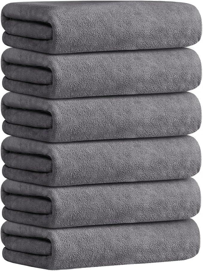 JML Bath Towels Set 6 Pack (30" x 60") - Extra Large Microfiber Bathroom Towel, Absorbent, Quick Drying for Adult, Swim, Gym, Spa, Fitness, Sports, Yoga