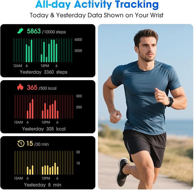 DAVIKO Pedometer Watch Senior Friendly No App/Phone Required, Waterproof Fitness Tracker Watch with Step Counter Calories/Sleep Tracker for Walking Running for Men Women