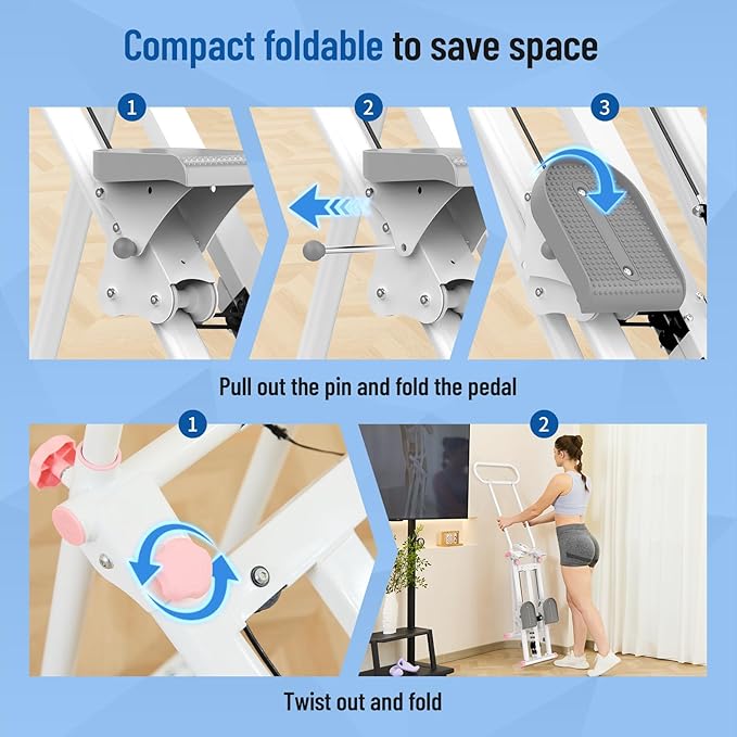 HXD-ERGO Stair Stepper for Home Gym,Folding Vertical Climber Cardio Exercise Machine,Stair Climber for Full Body Workout with Adjustable Handlebar for Women & Men