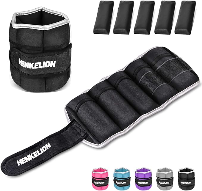 1 Pair 2 3 5 10 Lbs Adjustable Ankle Weights for Women Men Kids, Strength Training Wrist and Ankle Weights Sets for Gym, Fitness Workout, Running, Lifting - Black Grey Pink Blue Purple