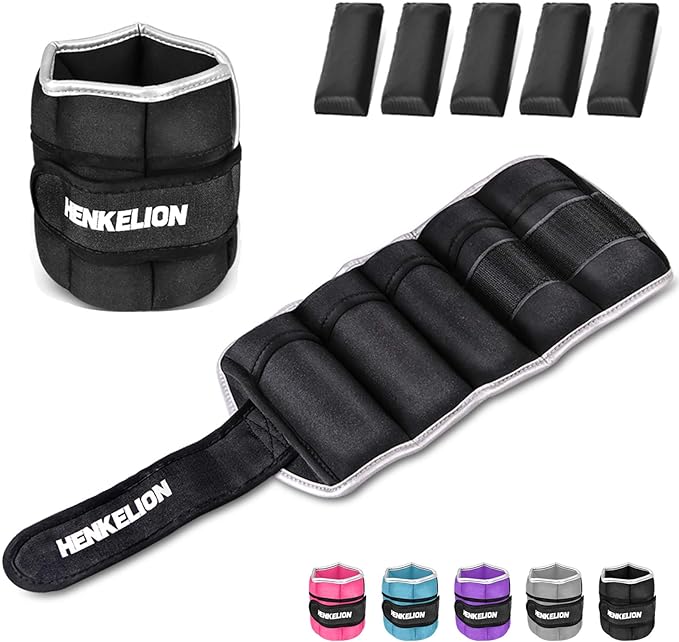 1 Pair 2 3 5 10 Lbs Adjustable Ankle Weights for Women Men Kids, Strength Training Wrist and Ankle Weights Sets for Gym, Fitness Workout, Running, Lifting - Black Grey Pink Blue Purple