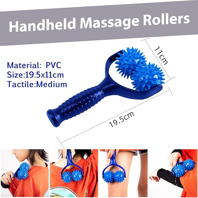 Massage Ball Set for Myofascial Trigger Point Release & Deep Tissue Massage, Kit of 7-3 Sizes Spiky Massage Balls, Peanut Ball, 1 Hand Roller Ball,1 Trigger Point Massager,1 Massage Lacrosse Ball