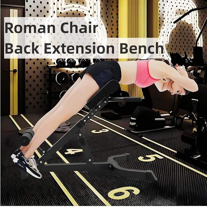 ComMax Roman Chair Back Extension Bench Foldable Workout Bench Machine for Home GYM Adjustable Glute Bench Back Trainer