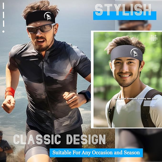 3pcs Sports Sweat Bands Headbands Men Head Sweat Band Headbands for Men Skull Sweatbands Mens Women