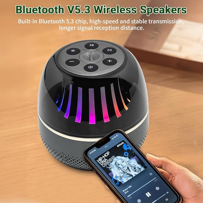 Portable Bluetooth Speaker with White Noise Machine, LED Color Lights, Aromatherapy Diffuser, Sleep Sound Machine for Sleep, Yoga, Home, Office & Bedroom, Gift for Women, Men, Kids & Friends