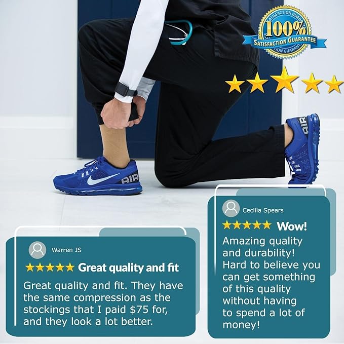 CompressionZ 30-40 mmHg Knee High Compression Socks Men & Women | Support Stockings for Travel, Nurses and Athletes