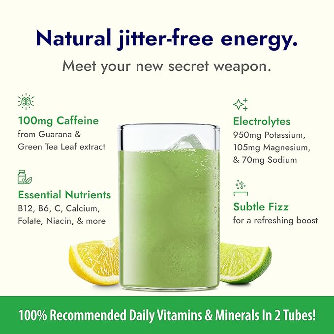 Zipfizz Daily Energy Drink Powder, Limon, 20 Pack | 3-in-1 Sustained Energy, Rapid Hydration, and Essential Vitamins | Sugar-Free | Electrolyte Powder | Contains Vitamin B-12 & Antioxidants