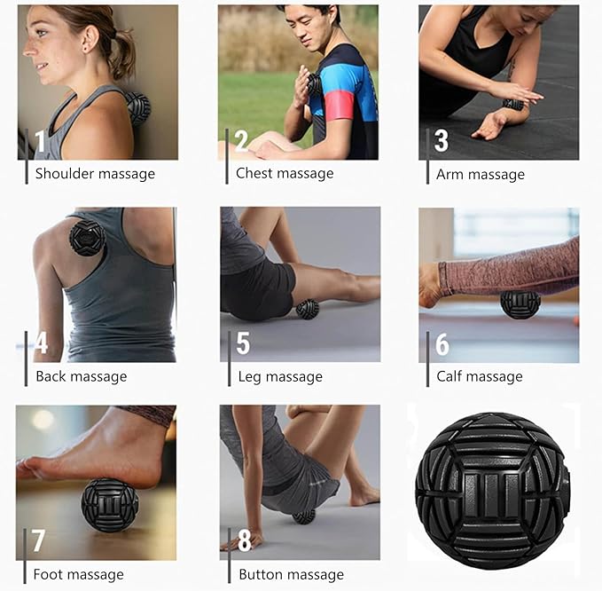 TETOP Fitness Muscle Massage Ball, 3.15in, Therapy Ball for Trigger Point Massage, Trigger Point Ball for Myofascial Release, Mobility Ball for Exercise & Recovery (Black)