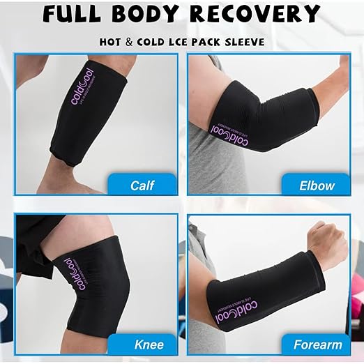 Coldcool Knee Ice Pack Wrap for Injuries, Reusable Gel Cold Packs Brace 360° Compression Sleeve for Elbow, Ankle & Calf - Flexible Cold Wrap Recovery for Meniscus, ACL, MCL Pain Relief.