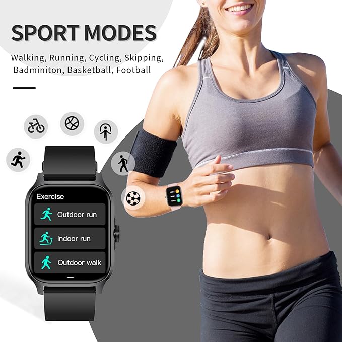 Fitness Tracker Heart Rate Blood Pressure Watch Blood Oxygen Monitor Pedometer Step Counter Activity Tracker Big Fitness Tracker for Women Men Smart Watch for Android Phones Compatible iPhone