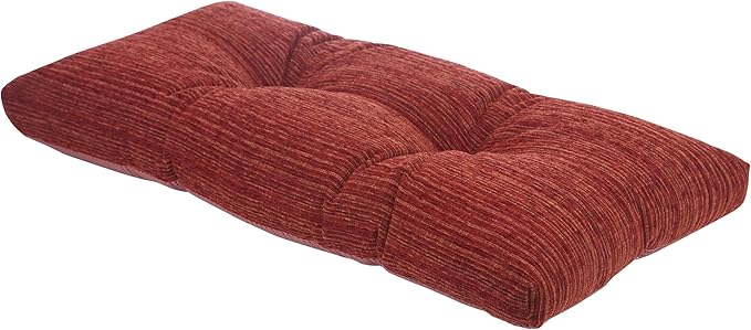 Klear Vu The Gripper Omega Non-Slip Tufted Bench Cushion for Indoor Furniture, Entryway Storage, Bay Window, Corner Nook or Piano Seat, 30 Inches, 17 Red