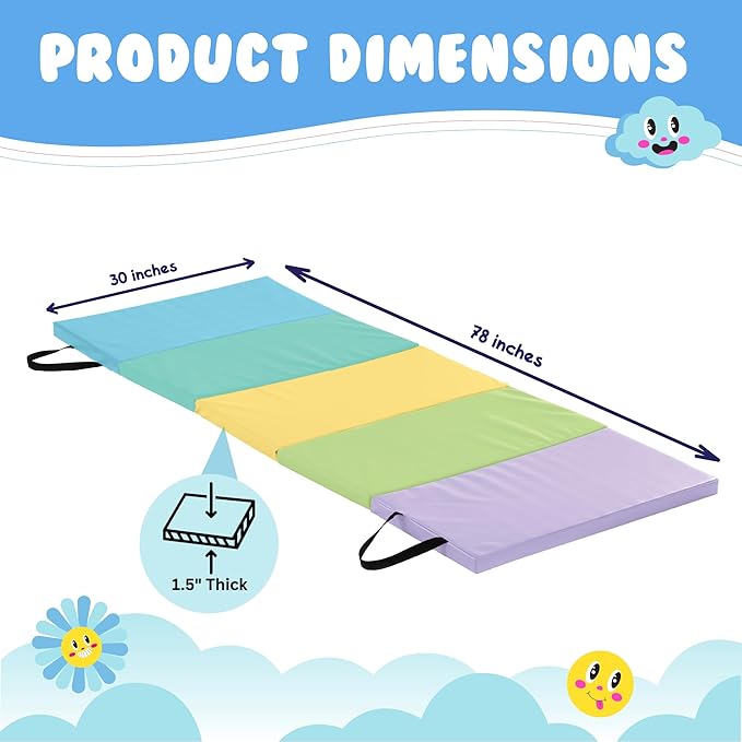 New Bounce Tumbling Mat for Kids - Gymnastics Mat - Folding Exercise Tumble Mat for Home Gyms